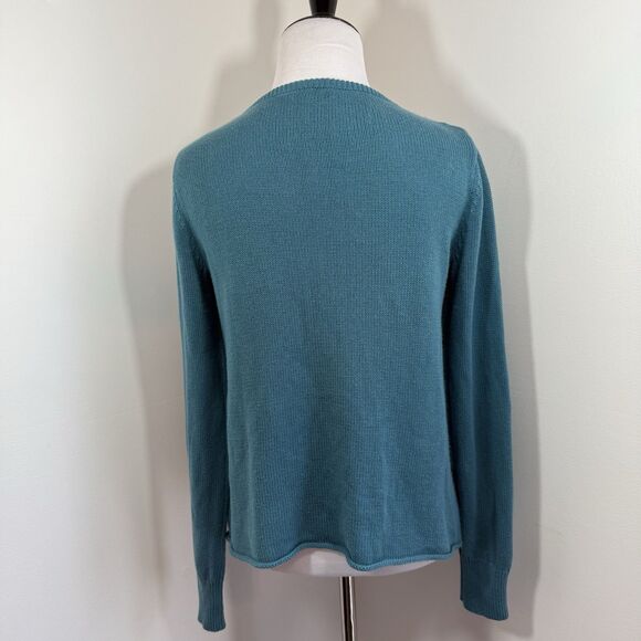 Sundance Sweater S Silk Blend Crochet Knit Boho Teal 90s Classic Quiet Luxury - Picture 4 of 10